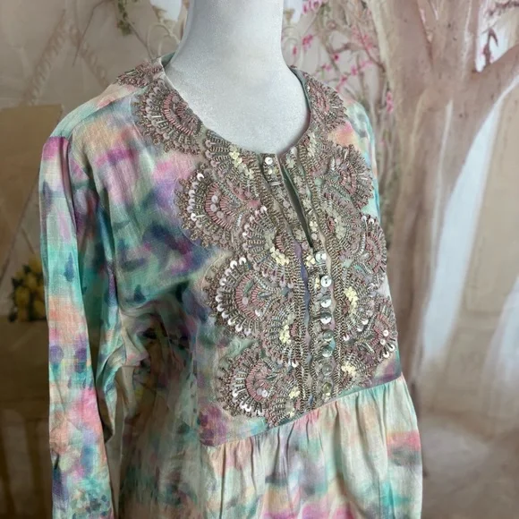 NEW Soft Surroundings Bazille Pastel Embroidered Tunic - Picture 7 of 14